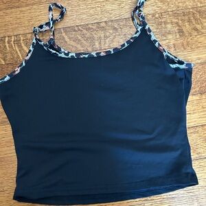Black Camisole with leopard print Trim